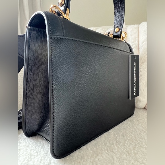 NWT KARL LAGERFELD PARIS Black Simone Flap Crossbody Purse w/ Dust Bag - Picture 7 of 15